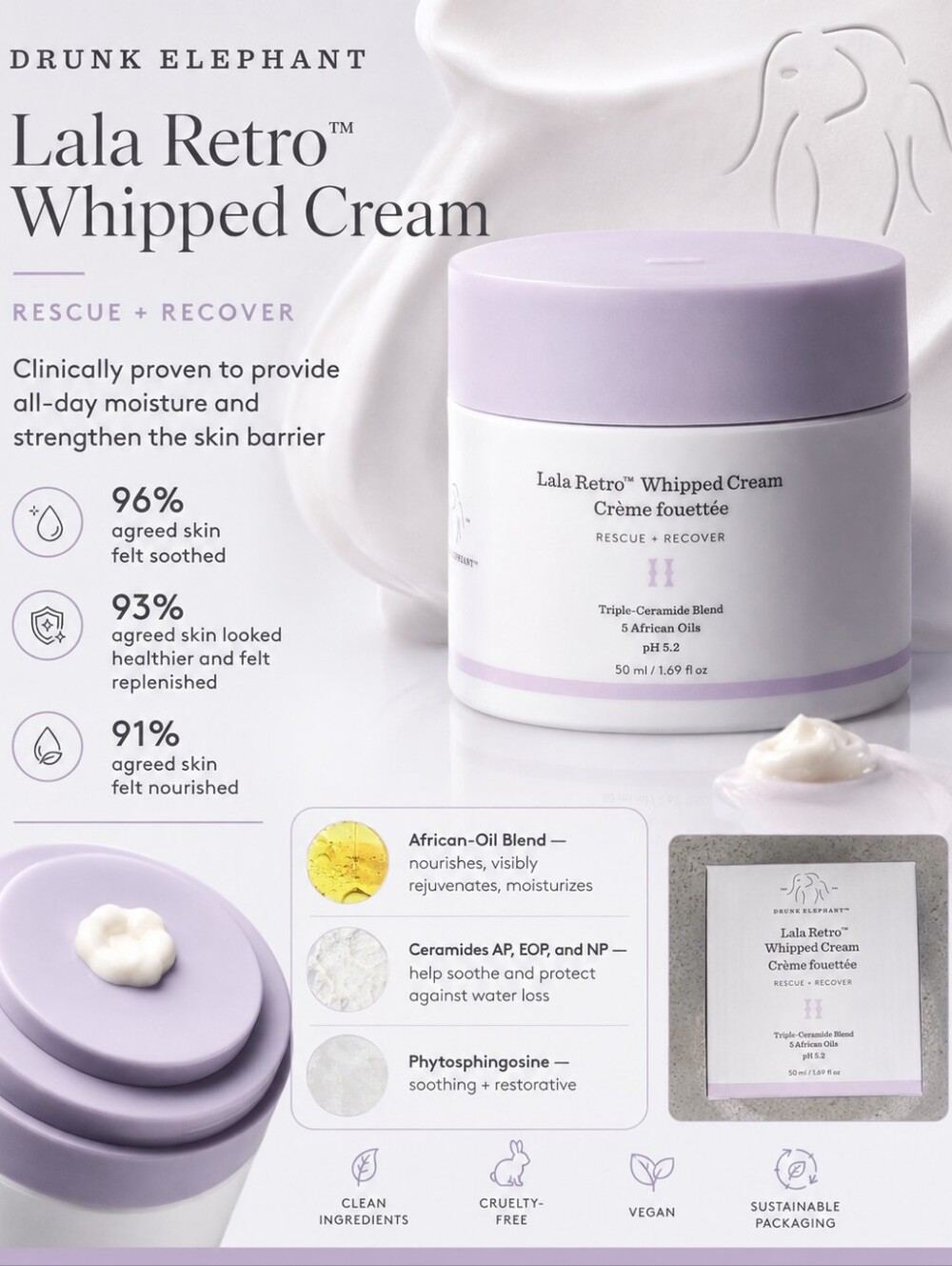 Drunk Elephant Lala Retro Whipped Cream – 50 mL